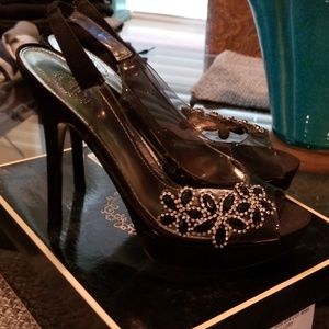 I.Miller black with rhinestone heels